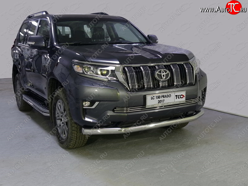 25 599 р. Защита переднего бампера нижняя 76,1 мм ТСС Тюнинг  Toyota Land Cruiser Prado  J150 (2017-2020) 2-ой рестайлинг (нержавейка)  с доставкой в г. Тамбов