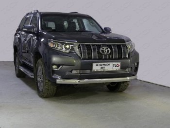 Защита переднего бампера нижняя овальная 75х42 мм ТСС Тюнинг Toyota Land Cruiser Prado J150 2-ой рестайлинг (2017-2020)  (нержавейка)