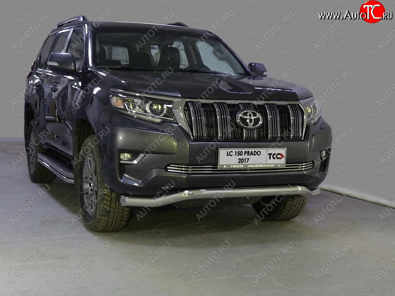 28 599 р. Защита переднего бампера волна d76,1 мм ТСС Тюнинг Toyota Land Cruiser Prado J150 2-ой рестайлинг (2017-2020) (нержавейка)  с доставкой в г. Тамбов