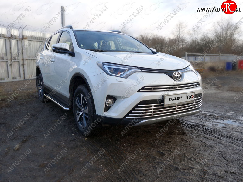 7 699 р. Верхняя декоративная вставка решетки радиатора ТСС Тюнинг  Toyota RAV4  XA40 (2015-2019) 5 дв. рестайлинг (d 16 мм)  с доставкой в г. Тамбов