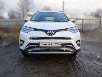 Нижняя декоративная вставка в бампер (без круиз-контроля) ТСС Тюнинг Toyota RAV4  XA40 (2015-2019) 5 дв. рестайлинг (d 16 мм)