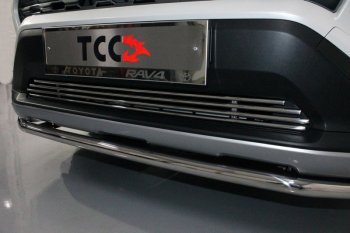 Нижняя декоративная вставка в бампер ТСС Тюнинг Toyota RAV4  XA50 (2018-2025) 5 дв. дорестайлинг (d 12 мм)
