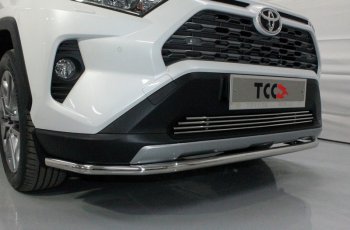 17 799 р. Защита переднего бампера нижняя d42,4 мм ТСС Тюнинг Toyota RAV4 XA50 5 дв. дорестайлинг (2018-2024) (нержавейка)  с доставкой в г. Тамбов. Увеличить фотографию 1