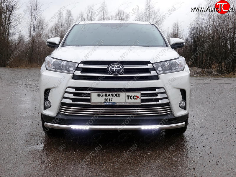 39 999 р. Защита переднего бампера нижняя с ДХО 60,3 мм ТСС Тюнинг  Toyota Highlander  XU50 (2016-2020) рестайлинг (нержавейка)  с доставкой в г. Тамбов