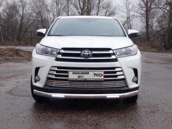 Защита переднего бампера нижняя овальная с ДХО 75х42 мм ТСС Тюнинг Toyota Highlander  XU50 (2016-2020) рестайлинг (нержавейка)