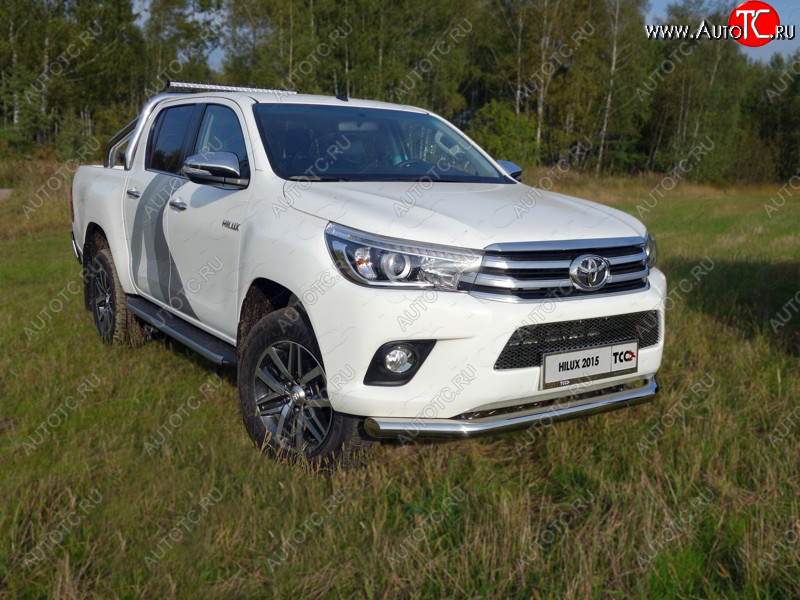 22 999 р. Защита переднего бампера нижняя d76,1 мм ТСС Тюнинг  Toyota Hilux  AN120 (2016-2020) дорестайлинг (нержавейка)  с доставкой в г. Тамбов