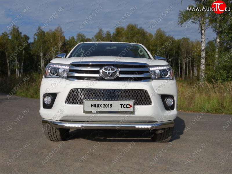 41 999 р. Защита переднего бампера нижняя с ДХО 76,1 мм ТСС Тюнинг  Toyota Hilux Revo (2015-2018) Double Cab дорестайлинг  с доставкой в г. Тамбов