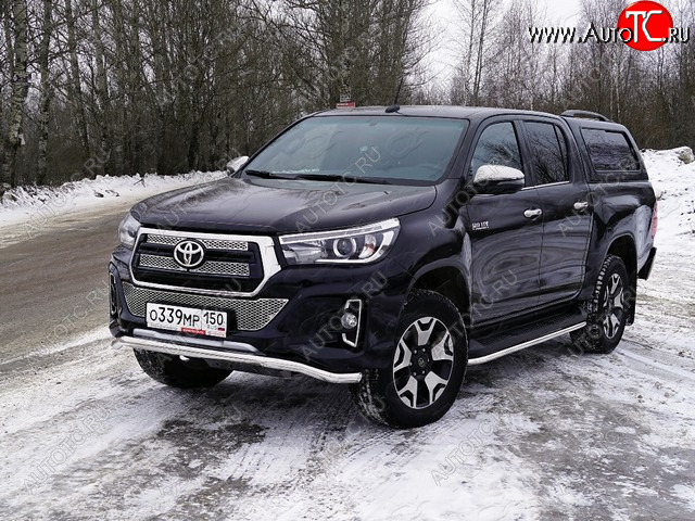 26 899 р. Защита переднего бампера волна d60,3 мм (Exclusive) ТСС Тюнинг  Toyota Hilux  AN120 (2017-2020) 1-ый рестайлинг (нержавейка)  с доставкой в г. Тамбов