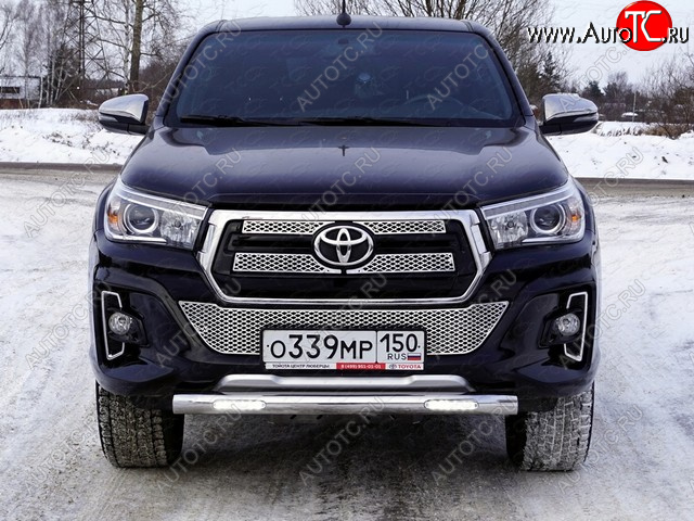 37 999 р. Защита переднего бампера нижняя с ДХО 76,1 мм ТСС Тюнинг Toyota Hilux AN120 1-ый рестайлинг (2017-2020) (нержавейка)  с доставкой в г. Тамбов