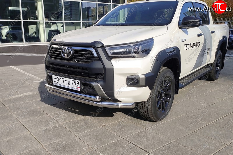 42 999 р. Защита передняя нижняя двойная 76,1*60,3 мм Тюнинг  Toyota Hilux  AN120 (2020-2025) 2-ой рестайлинг (нержавейка)  с доставкой в г. Тамбов