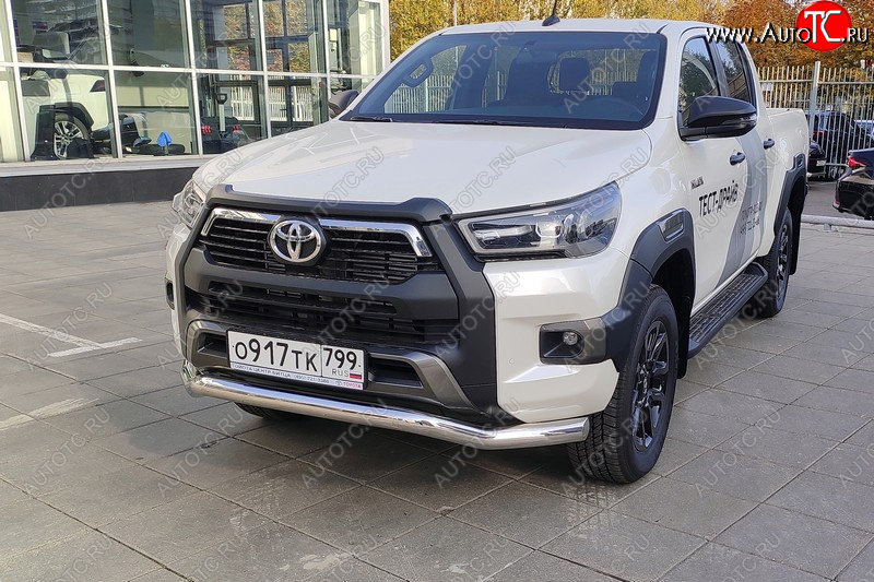 27 999 р. Защита переднего бампера волна d76,1 мм ТСС Тюнинг  Toyota Hilux  AN120 (2020-2025) 2-ой рестайлинг (нержавейка)  с доставкой в г. Тамбов