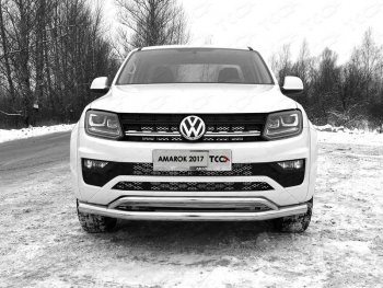 Защита переднего бампера нижняя двойная 76,1*42,4 мм ТСС Тюнинг Volkswagen Amarok рестайлинг (2016-2022)