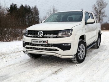 Защита переднего бампера кенгурин 76,1 мм ТСС Тюнинг Volkswagen Amarok рестайлинг (2016-2022)  (нержавейка)