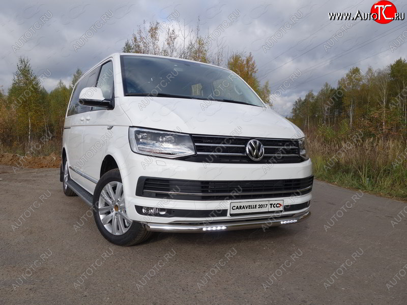 39 749 р. Защита переднего бампера нижняя с ДХО 60,3 мм ТСС Тюнинг  Volkswagen Caravelle  T6 (2015-2019) дорестайлинг (нержавейка)  с доставкой в г. Тамбов