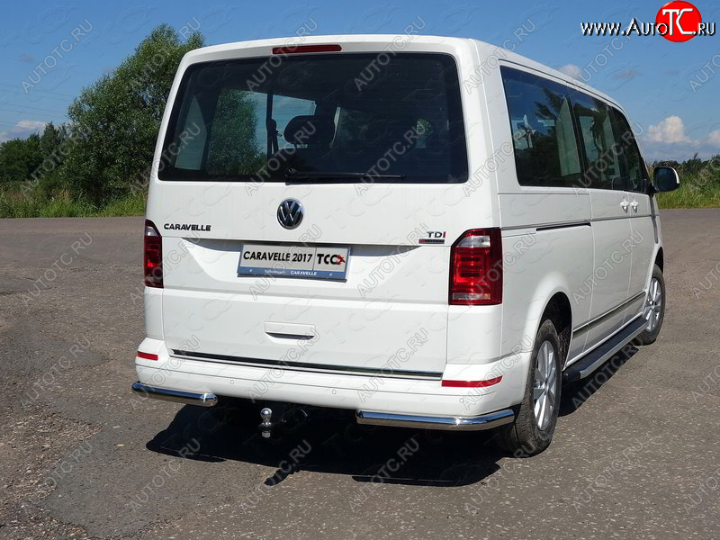 22 599 р. Защита заднего бампера (уголки, d60,3 мм) TCC  Volkswagen Caravelle  T6 (2015-2019) дорестайлинг  с доставкой в г. Тамбов