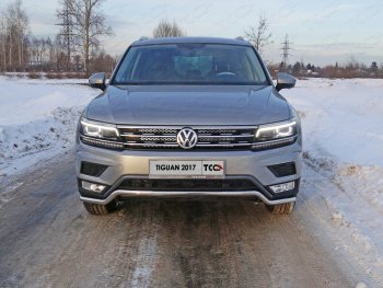 16 549 р. Защита переднего бампера нижняя d42,4 мм ТСС Тюнинг  Volkswagen Tiguan  Mk2 (2016-2020) дорестайлинг (нержавейка)  с доставкой в г. Тамбов. Увеличить фотографию 1