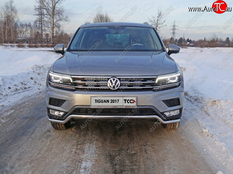 16 549 р. Защита переднего бампера нижняя d42,4 мм ТСС Тюнинг  Volkswagen Tiguan  Mk2 (2016-2020) дорестайлинг (нержавейка)  с доставкой в г. Тамбов