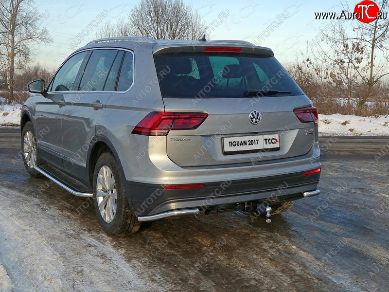 13 399 р. Защита заднего бампера (уголки, d42,4 мм) TCC Volkswagen Tiguan Mk2 дорестайлинг (2016-2020)  с доставкой в г. Тамбов