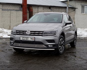 16 999 р. Защита переднего бампера нижняя d42,4 мм ТСС Тюнинг Volkswagen Tiguan Mk2 дорестайлинг (2016-2020) (нержавейка)  с доставкой в г. Тамбов. Увеличить фотографию 1