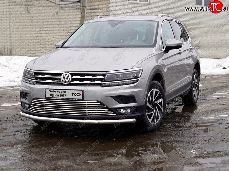 18 449 р. Защита переднего бампера нижняя d60,3 мм ТСС Тюнинг Volkswagen Tiguan Mk2 дорестайлинг (2016-2020) (нержавейка)  с доставкой в г. Тамбов