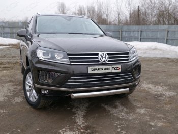 Защита переднего бампера нижняя овальная 75*42 мм ТСС Тюнинг Volkswagen Touareg NF рестайлинг (2014-2018)  (нержавейка)