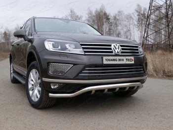 37 649 р. Защита передняя нижняя кенгурин 60,3*42,4 мм ТСС Тюнинг Volkswagen Touareg NF рестайлинг (2014-2018) (нержавейка)  с доставкой в г. Тамбов. Увеличить фотографию 1