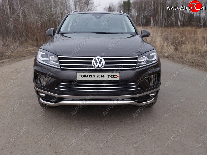 26 699 р. Защита передняя нижняя кенгурин 60,3 мм ТСС Тюнинг  Volkswagen Touareg  NF (2014-2018) рестайлинг (нержавейка)  с доставкой в г. Тамбов