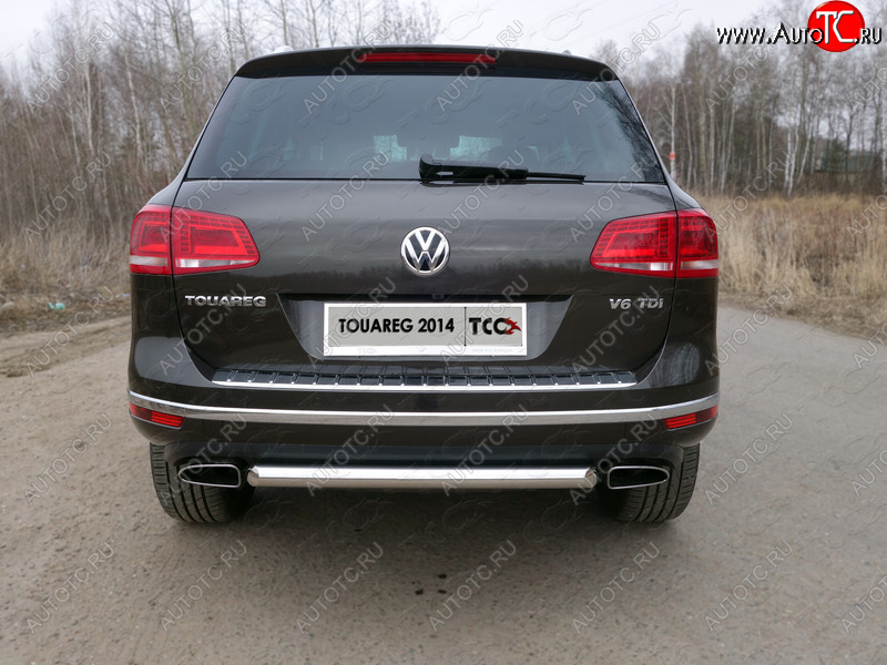 15 549 р. Защита задняя (нержавейка 60,3 мм) ТСС Тюнинг Volkswagen Touareg NF рестайлинг (2014-2018)  с доставкой в г. Тамбов