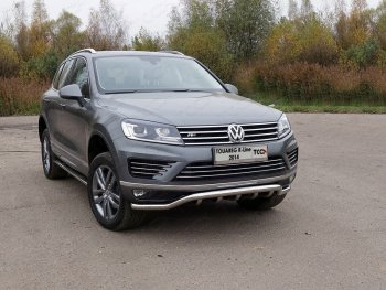 Защита передняя нижняя кенгурин 60,3*42,4 мм R-Line ТСС Тюнинг Volkswagen Touareg NF рестайлинг (2014-2018)  (нержавейка)