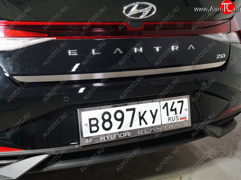 2 059 р. Накладка на заднюю дверь, ТСС Тюнинг  Hyundai Elantra  CN7 (2020-2023) (Лист шлифованный)  с доставкой в г. Тамбов