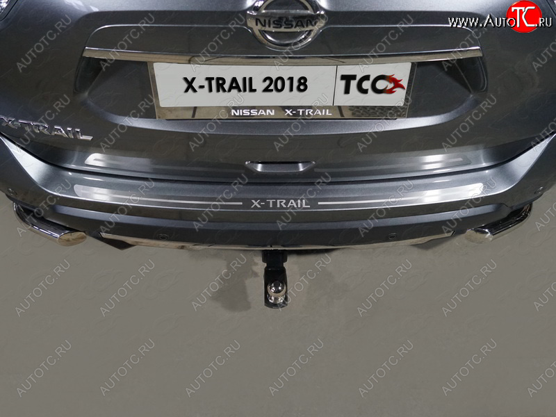 2 579 р. Накладка на задний бампер, ТСС Тюнинг  Nissan X-trail  3 T32 (2017-2022) рестайлинг (лист шлифованный надпись X-Trail)  с доставкой в г. Тамбов