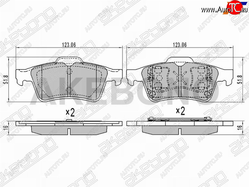 2 299 р. Колодки тормозные задние RH-LH SAT Mazda 3/Axela BK дорестайлинг, хэтчбэк (2003-2006)  с доставкой в г. Тамбов