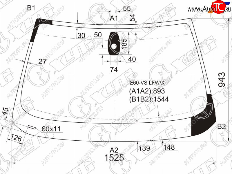 7 749 р. Стекло лобовое (Датчик дождя Круглый датчик дождя 4D SED5D WGN) XYG  BMW 5 серия ( E60,  E61) (2007-2010) седан рестайлинг, универсал рестайлинг  с доставкой в г. Тамбов