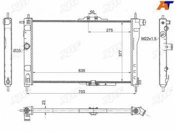 3 179 р. Радиатор охлаждающей жидкости SAT  Daewoo Nexia ( дорестайлинг,  рестайлинг) (1995-2015)  с доставкой в г. Тамбов. Увеличить фотографию 2