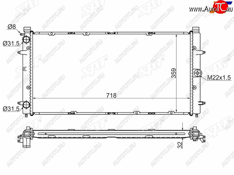 4 899 р. Радиатор охлаждающей жидкости SAT   Volkswagen Caravelle  T4 - Transporter  T4  с доставкой в г. Тамбов