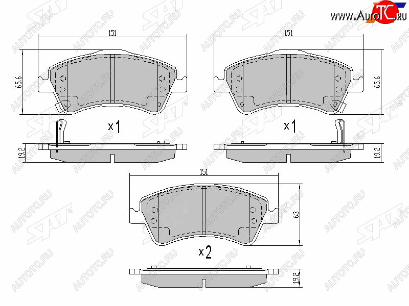 1 379 р. Колодки тормозные передние FR-FL SAT  Toyota Avensis ( T270 седан,  T270 универсал) (2008-2018) дорестайлинг, дорестайлинг, 1-ый рестайлинг, 1-ый рестайлинг, 2-ой рестайлинг, 2-ой рестайлинг  с доставкой в г. Тамбов