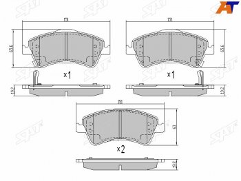 1 379 р. Колодки тормозные передние FR-FL SAT  Toyota Avensis ( T270 седан,  T270 универсал) (2008-2018) дорестайлинг, дорестайлинг, 1-ый рестайлинг, 1-ый рестайлинг, 2-ой рестайлинг, 2-ой рестайлинг  с доставкой в г. Тамбов. Увеличить фотографию 2