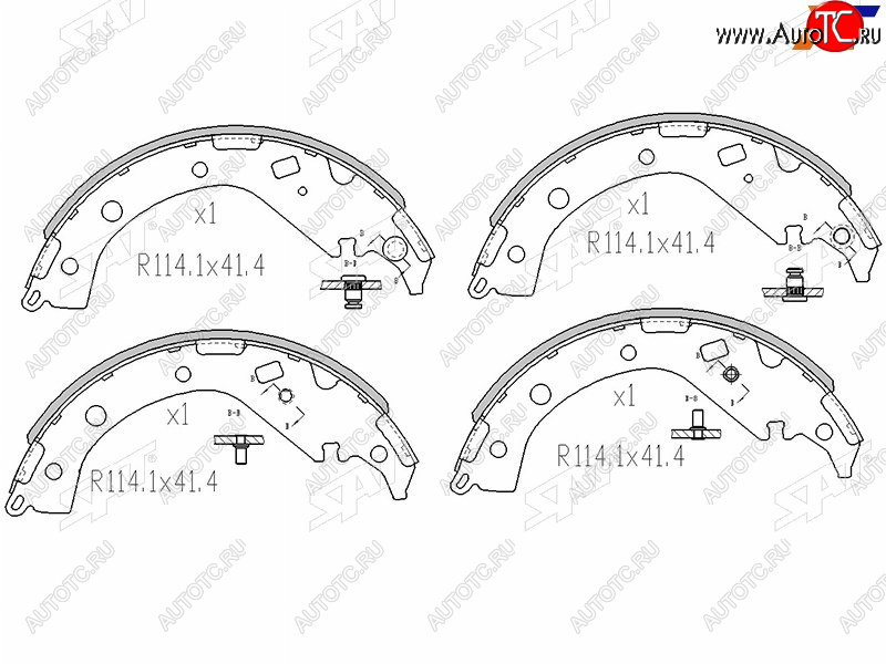 1 699 р. Колодки тормозные барабанные задние LH-RH SAT  Toyota RAV4  CA20 (2000-2005) 3 дв. дорестайлинг, 5 дв. дорестайлинг, 3 дв. рестайлинг, 5 дв. рестайлинг  с доставкой в г. Тамбов