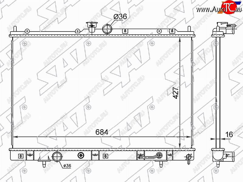 7 449 р. Радиатор охлаждающей жидкости SAT  Mitsubishi Delica  4 - Outlander  CU  с доставкой в г. Тамбов