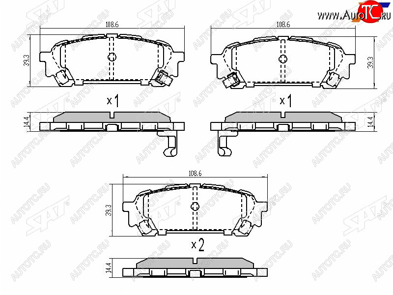 759 р. Колодки тормозные зад RH-LH SAT  Subaru Forester (SF,  SG,  SH,  SJ,  SK/S14), Impreza (GC,  GF,  GD,  GG,  GE,  GH,  GJ,  GK,  GT)  с доставкой в г. Тамбов