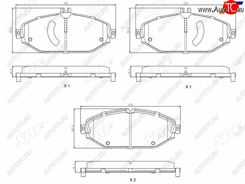 1 859 р. Колодки тормозные перед FL-FR SAT  Mercedes-Benz C-Class  W205 - E-Class  S213  с доставкой в г. Тамбов