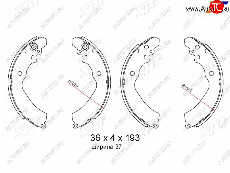 1 199 р. Колодки тормозные барабанные задние RH-LH SAT  Mitsubishi Carisma - Lancer ( 7,  8)  с доставкой в г. Тамбов