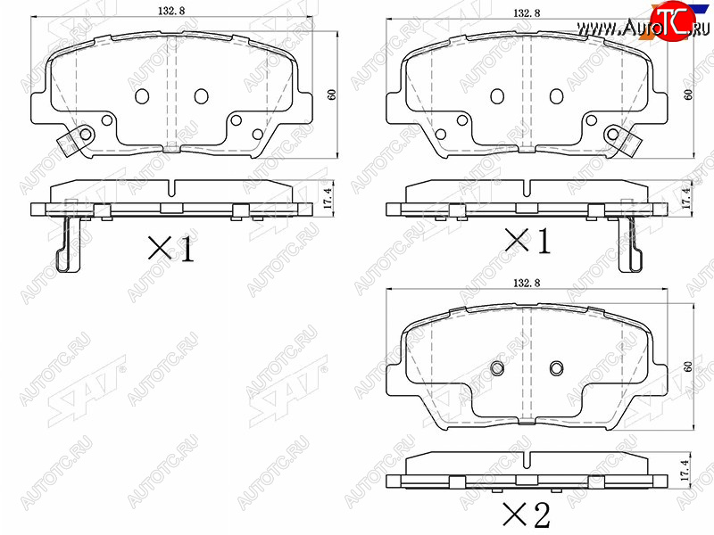 1 019 р. Колодки тормозные передние FR-FL SAT  Hyundai Santa Fe DM рестайлинг (2015-2019)  с доставкой в г. Тамбов