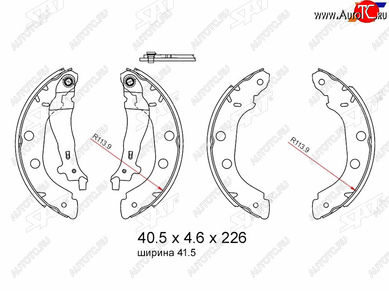 1 559 р. Колодки тормозные барабанные задние RH-LH SAT Renault Kangoo KC 1- дорестайлинг (1997-2003)  с доставкой в г. Тамбов