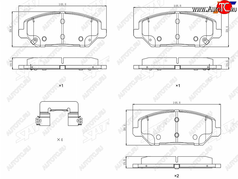 1 999 р. Колодки тормозные передние FR-FL SAT   Hyundai I30 (FD,  2 GD,  3 PD), I30 Fastback (PD), KIA Ceed (3 CD)  с доставкой в г. Тамбов