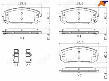 1 429 р. Колодки тормозные передние FR-FL SAT  Hyundai Sonata DN8 (2019-2022)  с доставкой в г. Тамбов. Увеличить фотографию 1