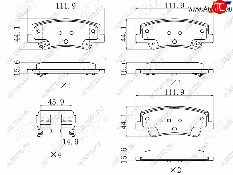 1 169 р. Колодки тормозные задние LH-RH SAT  Hyundai Sonata  DN8 (2019-2022), KIA K5  DL (2019-2022)  с доставкой в г. Тамбов