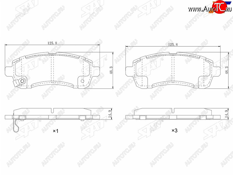 1 199 р. Колодки тормозные перед FL-FR SAT  Mazda 2/Demio  DE (2007-2014) дорестайлинг, рестайлинг  с доставкой в г. Тамбов