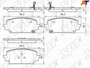 1 549 р. Колодки тормозные передние FR-FL SAT   Hyundai Santa Fe  TM (2018-2022), KIA Sorento  MQ4 (2020-2022)  с доставкой в г. Тамбов. Увеличить фотографию 1