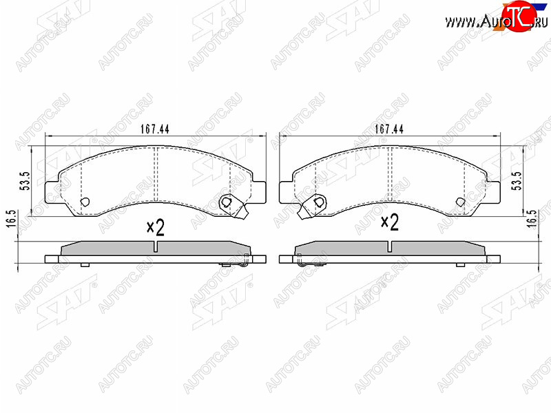 1 449 р. Колодки тормозные перед FL-FR SAT  Great Wall Hover (2006-2014)  дорестайлинг,  1-ый рестайлинг  с доставкой в г. Тамбов